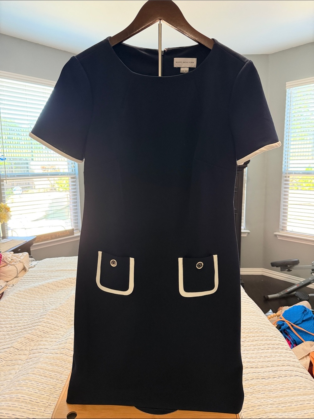 Marc New York Navy Mini Dress with White Trim Pockets - Never worn